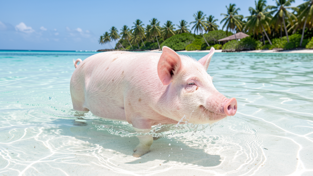 Famous swimming pigs